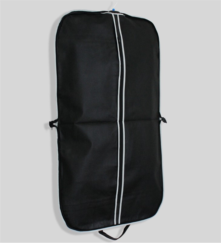 Breathable Non-woven Clothes Storage Bag Suit Cover Suit Dust Cover Black Foldable Portable Coat Hanging Bag